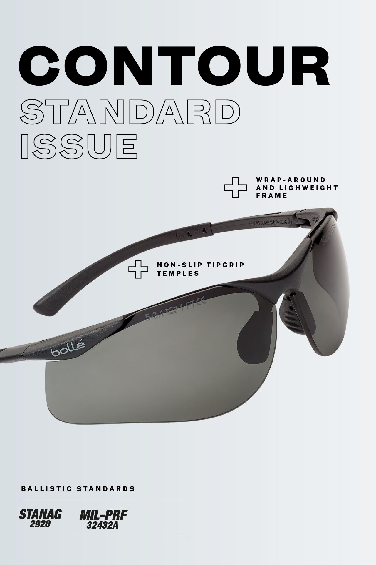 Bolle AXIS safety glasses with CLEAR Anti Scratch lens & adjustable temples 27g 