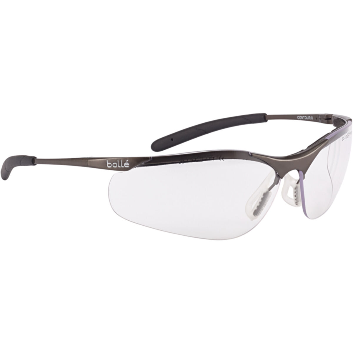 Bolle Contour Safety Glasses Gunmetal Frame Clear Anti-Fog Lens ANSI Z87 