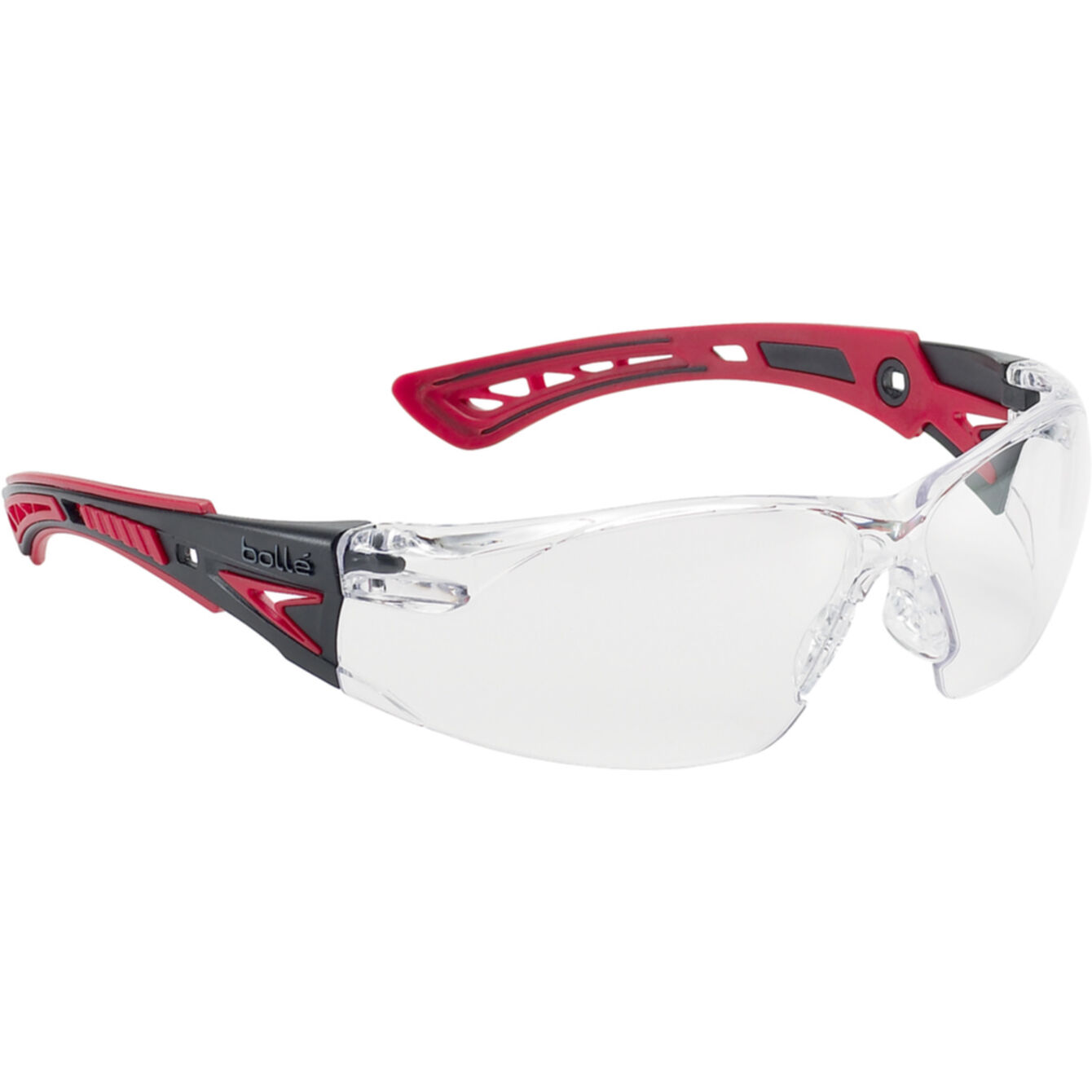 Bollé Safety RUSH+ Clear Safety Glasses - Black/Red, CSA certified