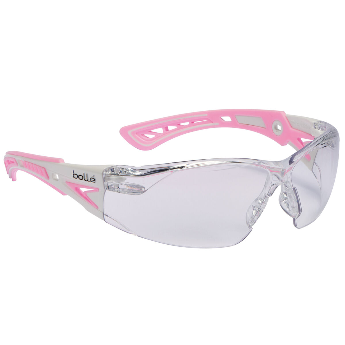 Small Pink and White Frame Clear/Smoke Lens BOLLE RUSH PLUS Safety Glasses 